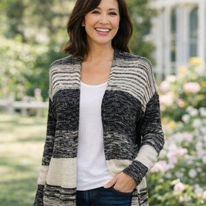 GAP Neutral Striped Open Cardigan Size Small